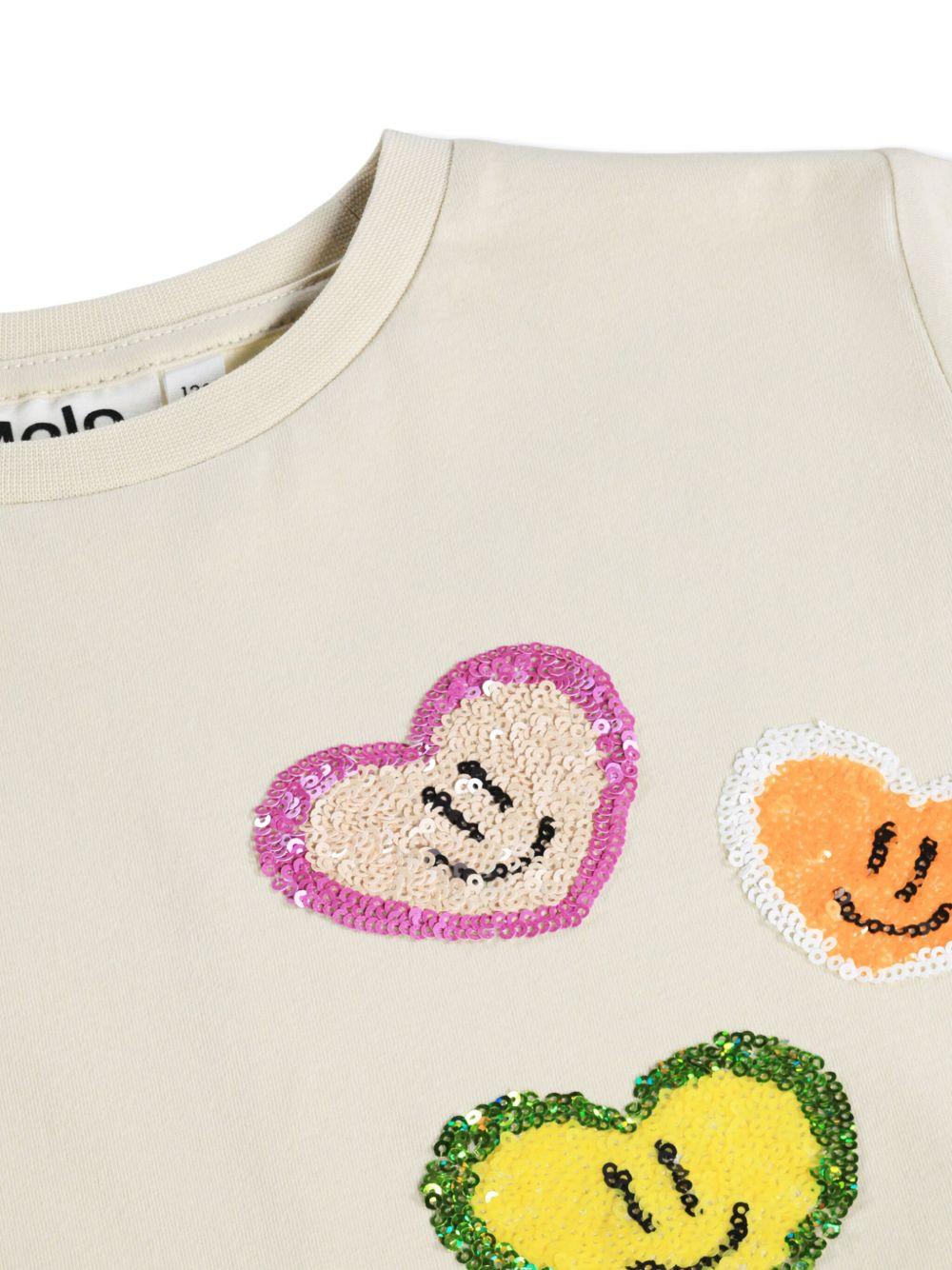 T-shirt Ranva per bambina Molo beige con motivo a cuori - Rubino Kids