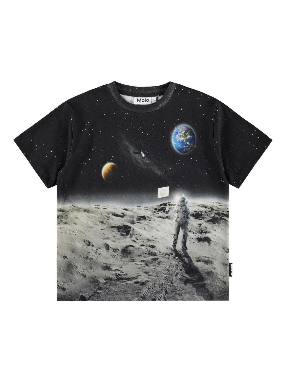 T-shirt Riley per bambino Molo nera con stampa grafica all - over - Rubino Kids