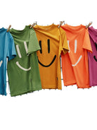 T-shirt Roxo per bambini Molo verde con stampa smile - Rubino Kids