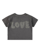 T-shirt Runi per bambina Molo grigia con stampa grafica cuore - Rubino Kids