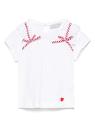T-shirt Sangallo per neonata Monnalisa bianco con dettaglio fiocco - Rubino Kids