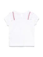 T-shirt Sangallo per neonata Monnalisa bianco con dettaglio fiocco - Rubino Kids