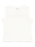 T-shirt smanicata per bambina Il Gufo bianco con mini targhetta - Rubino Kids