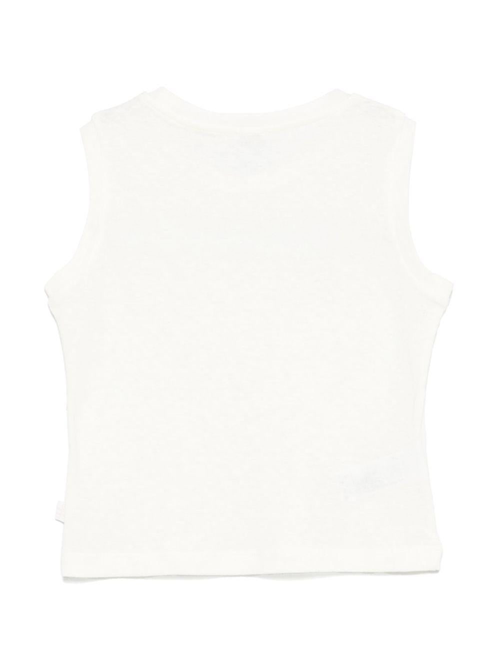 T-shirt smanicata per bambina Il Gufo bianco con mini targhetta - Rubino Kids