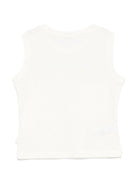 T-shirt smanicata per bambina Il Gufo bianco con mini targhetta - Rubino Kids