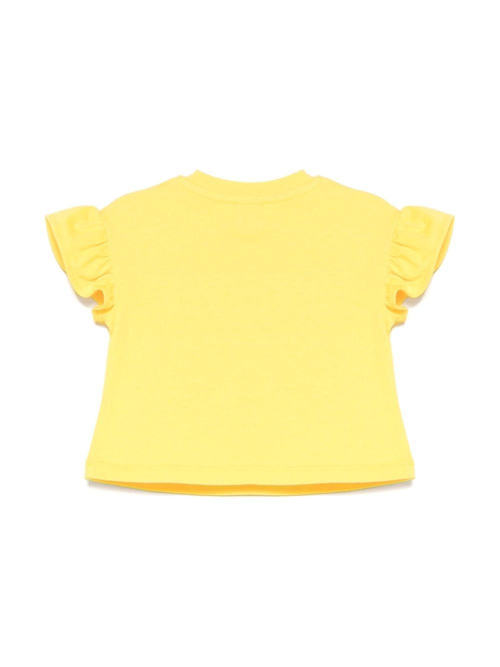 T-shirt Teddy Bear per neonata Moschino Kids giallo con stampa sul davanti - Rubino Kids