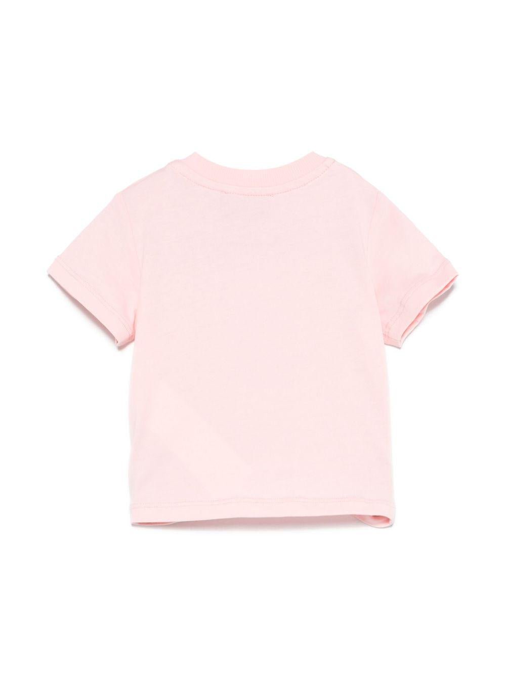 T-shirt Teddy Bear per neonata Moschino Kids rosa con ricamo frontale - Rubino Kids