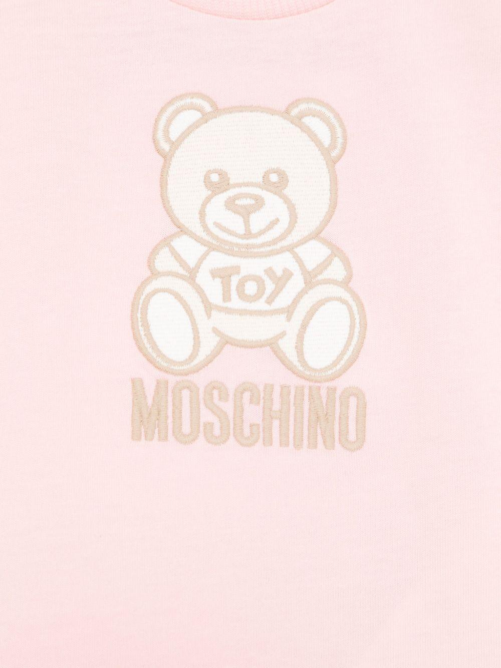 T-shirt Teddy Bear per neonata Moschino Kids rosa con ricamo frontale - Rubino Kids