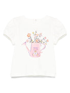 T-shirt Teddy Bear per neonato Moschino Kids bianco con girocollo - Rubino Kids