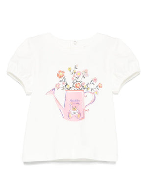 T-shirt Teddy Bear per neonato Moschino Kids bianco con girocollo