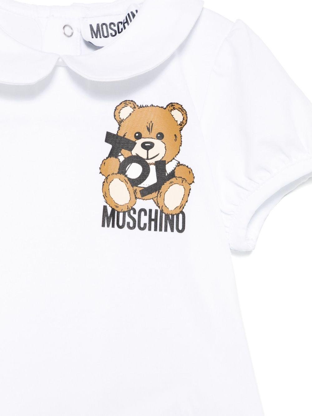 T-shirt Teddy Bear per neonato Moschino Kids bianco con orlo dritto - Rubino Kids
