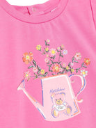 T-shirt Teddy Bear per neonato Moschino Kids rosa con girocollo - Rubino Kids