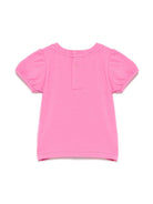 T-shirt Teddy Bear per neonato Moschino Kids rosa con girocollo - Rubino Kids