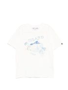 T-shirt Thibald Island per bambino Bonpoint bianca con stampa grafica sul davanti - Rubino Kids
