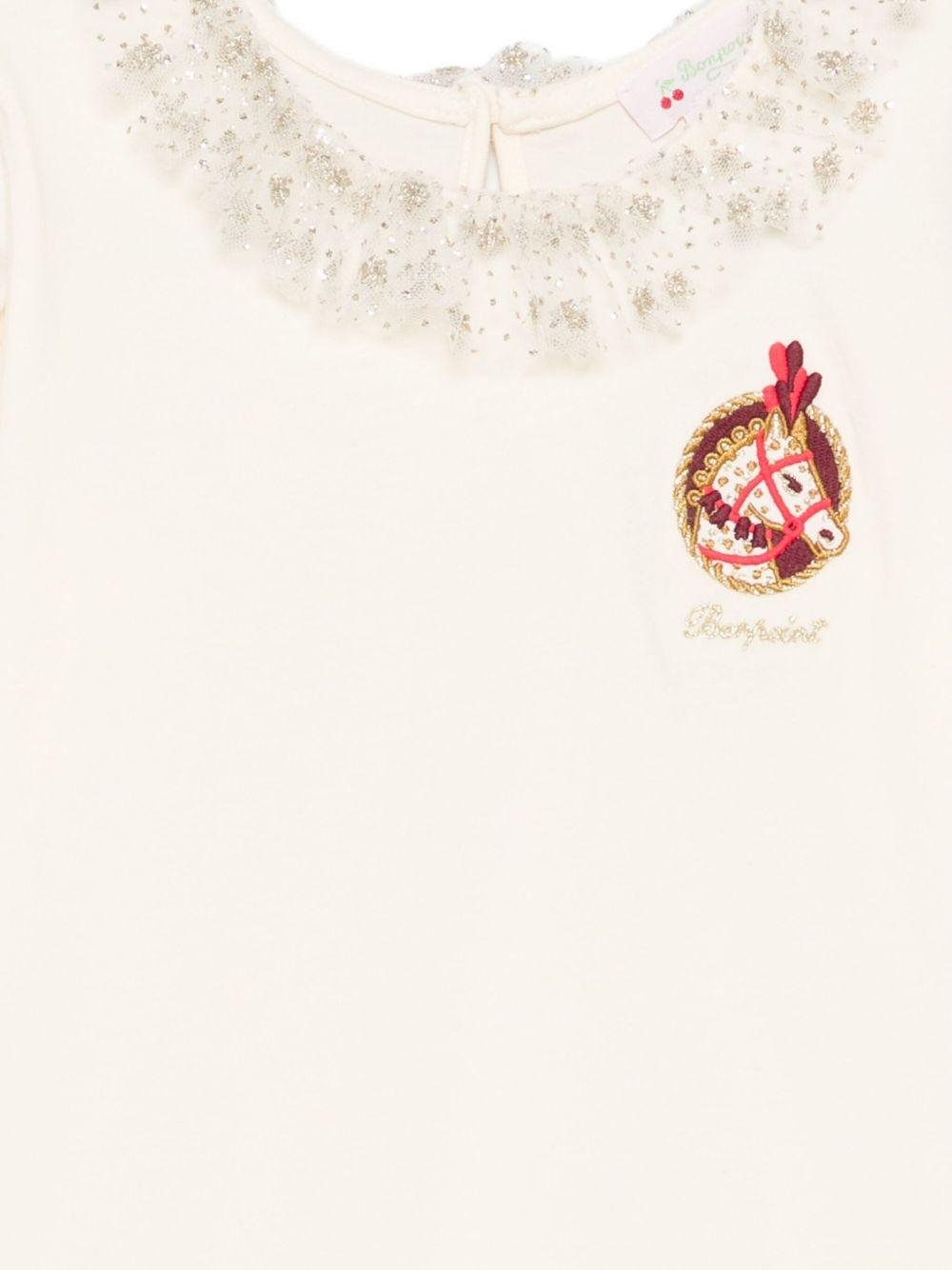 T-shirtTidjany per bambina Bonpoint bianca con dettagli ricamati - Rubino Kids