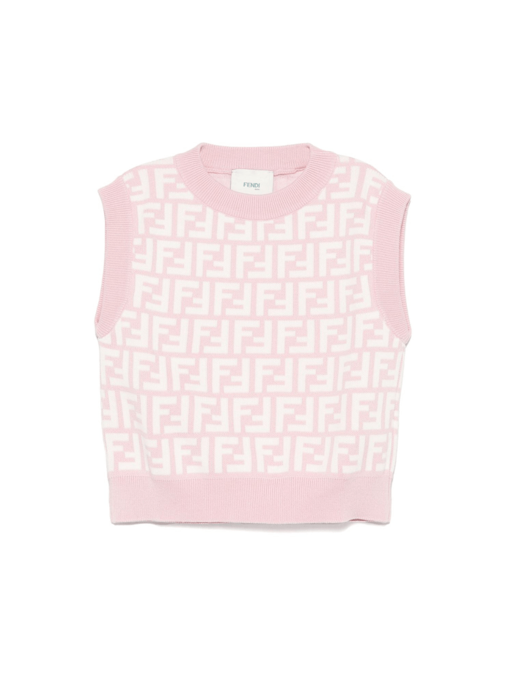 Top in maglia junior per neonata Fendi Kids rosa con orlo dritto - Rubino Kids