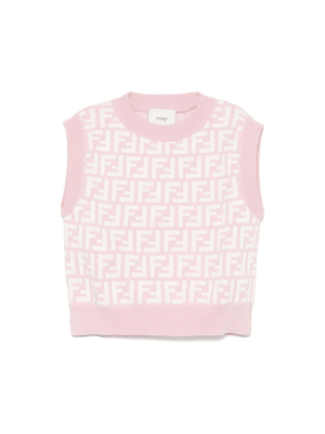Top in maglia junior per neonata Fendi Kids rosa con orlo dritto