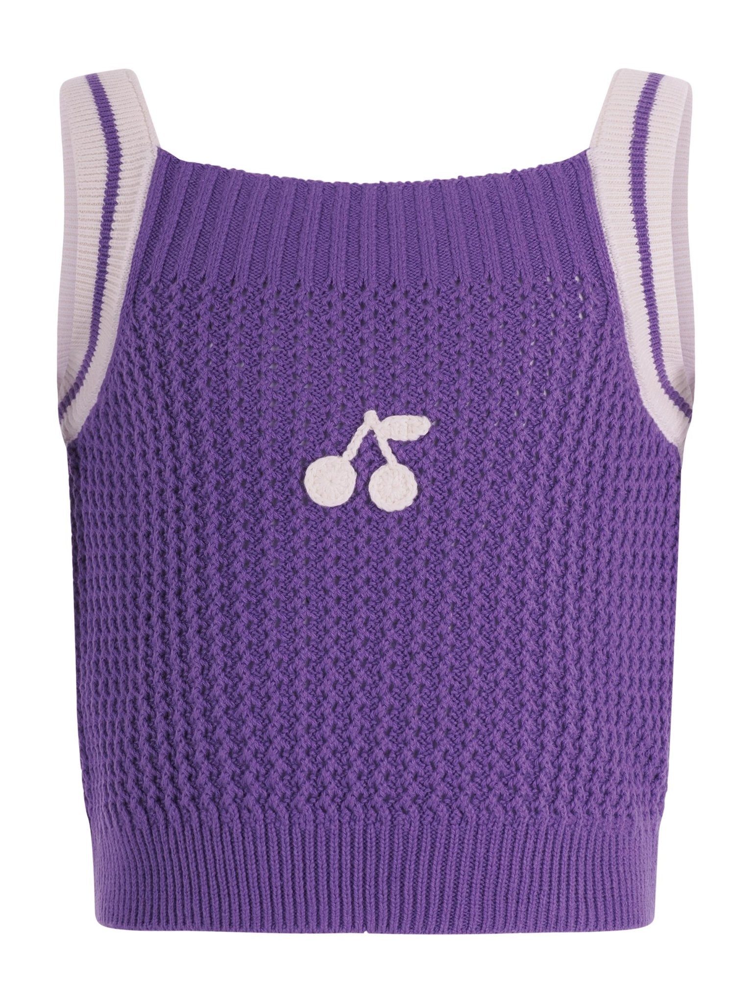 Top per bambina Bonpoint viola con motivo a ciliega - Rubino Kids