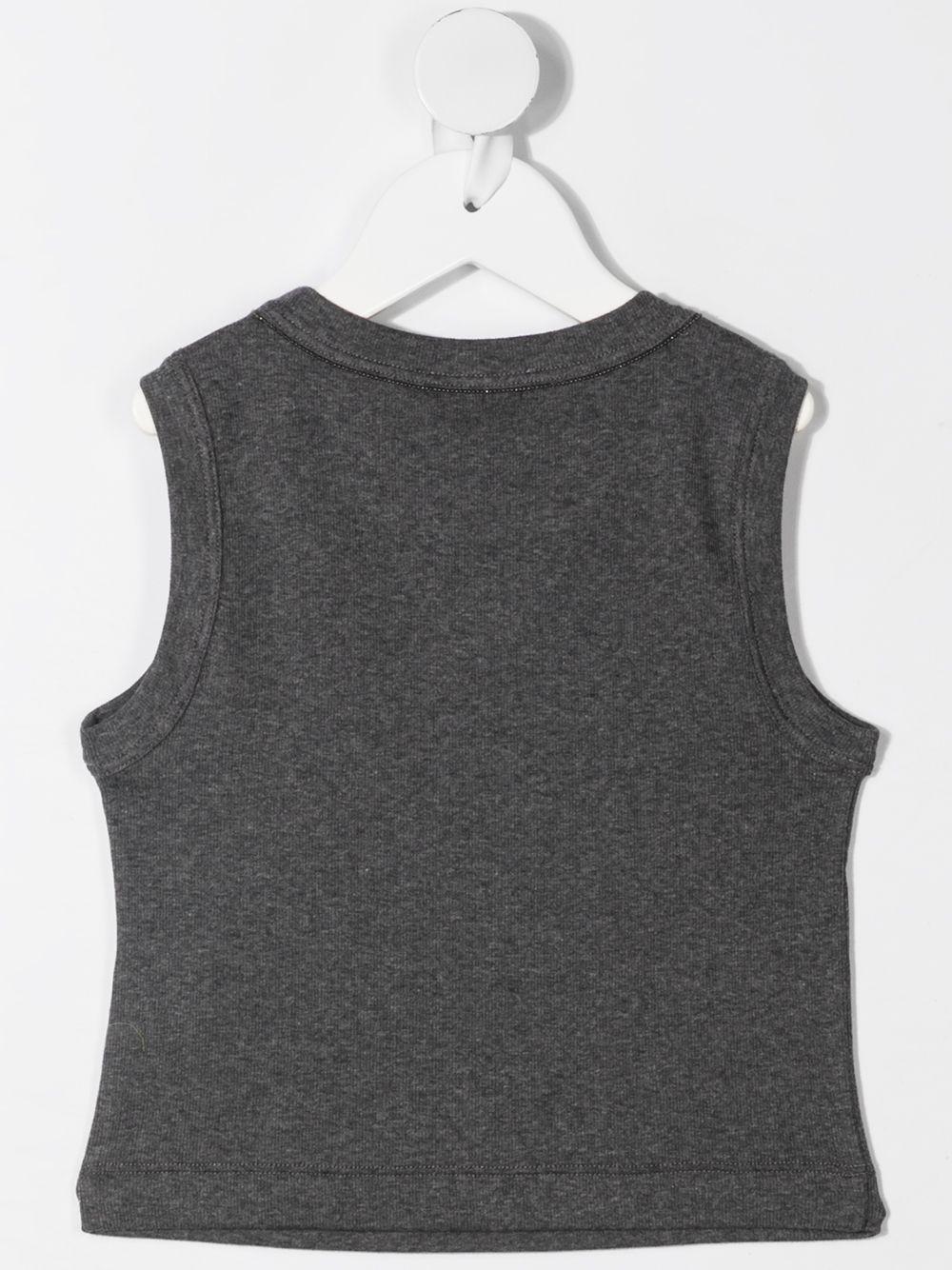 Top per bambina Brunello Cucinelli Kids grigio a girocollo - Rubino Kids