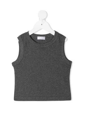 Top per bambina Brunello Cucinelli Kids grigio a girocollo