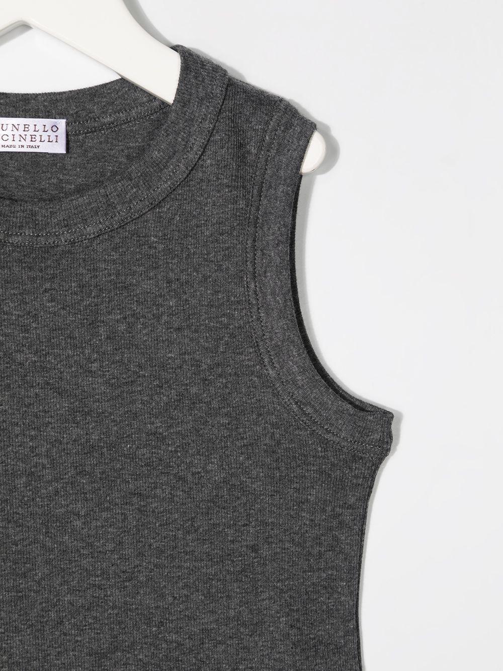Top per bambina Brunello Cucinelli Kids grigio a girocollo - Rubino Kids