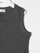 Top per bambina Brunello Cucinelli Kids grigio a girocollo - Rubino Kids