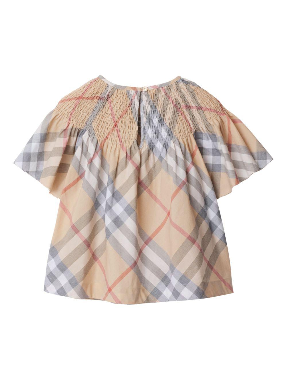 Top per bambina Burberry Kids beige con motivo a quadri - Rubino Kids