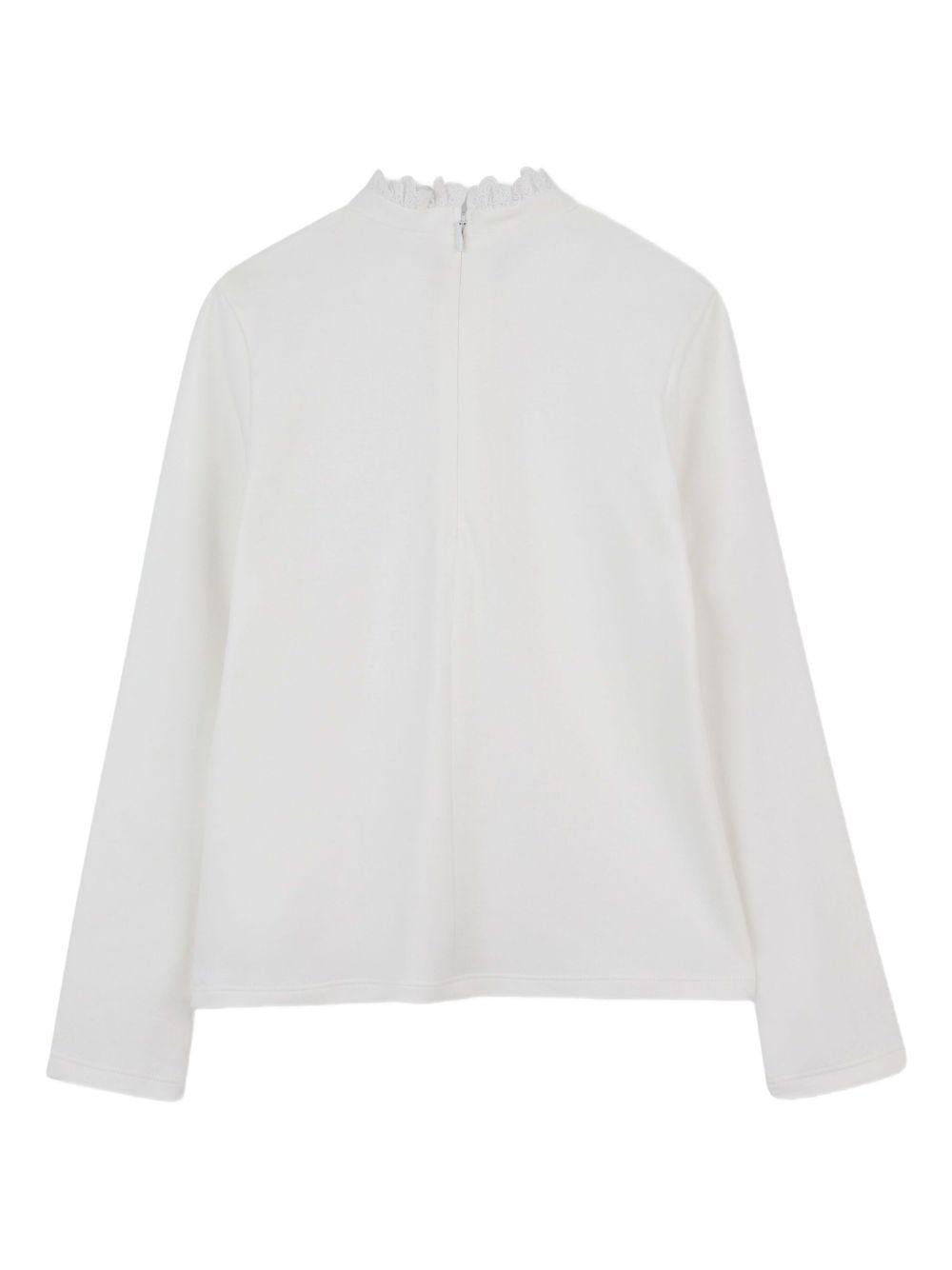 Top per bambina Chloé Kids bianco a collo alto con ruches - Rubino Kids