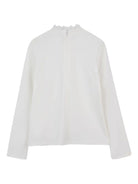 Top per bambina Chloé Kids bianco a collo alto con ruches - Rubino Kids