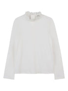 Top per bambina Chloé Kids bianco a collo alto con ruches - Rubino Kids