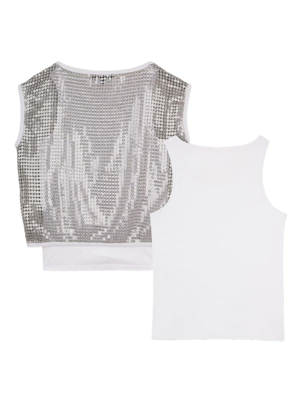 Top per bambina DKNY Kids argentato con paillettes - Rubino Kids