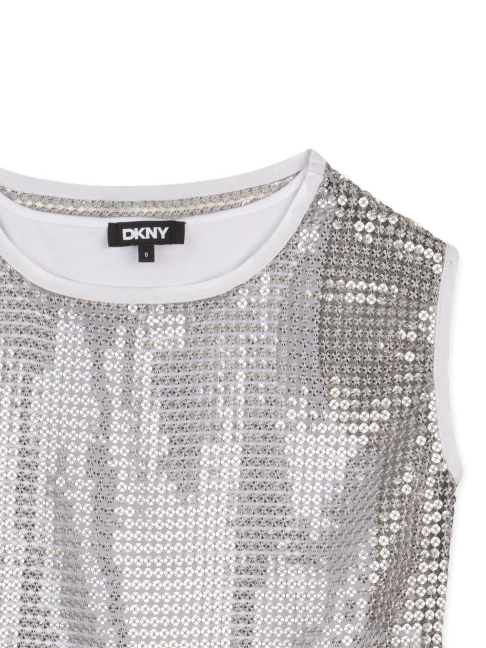Top per bambina DKNY Kids argentato con paillettes - Rubino Kids
