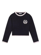 Top per bambina Dolce & Gabbana Kids blu a coste con logo - Rubino Kids