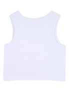 Top per bambina Givenchy Kids bianco a coste - Rubino Kids