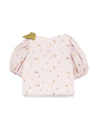 Top per bambina La Stupenderia rosa con ricamo a fiori - Rubino Kids