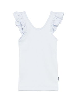 Top per bambina Molo azzurro con ruches e scollo ampio