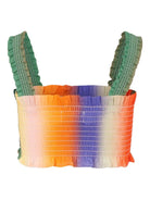 Top per bambina Molo multicolor corto con effetto increspato e spalline larghe - Rubino Kids