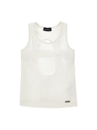 Top per bambina Monnalisa bianco a coste con dettaglio cut - out - Rubino Kids