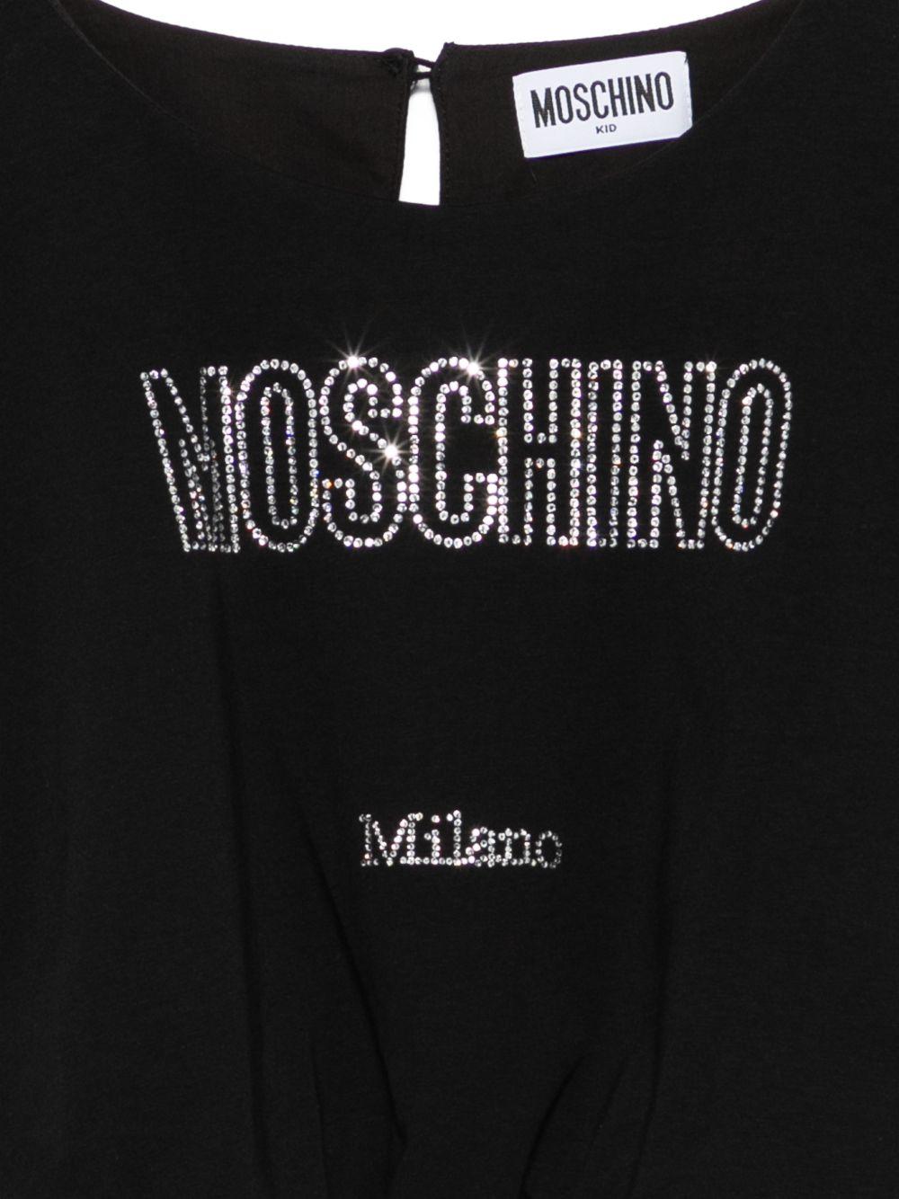 Top per bambina Moschino Kids nera con dettaglio logo - Rubino Kids