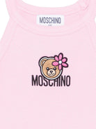 Top per bambina Moschino Kids rosa con stampa Teddy Bear con fiore - Rubino Kids