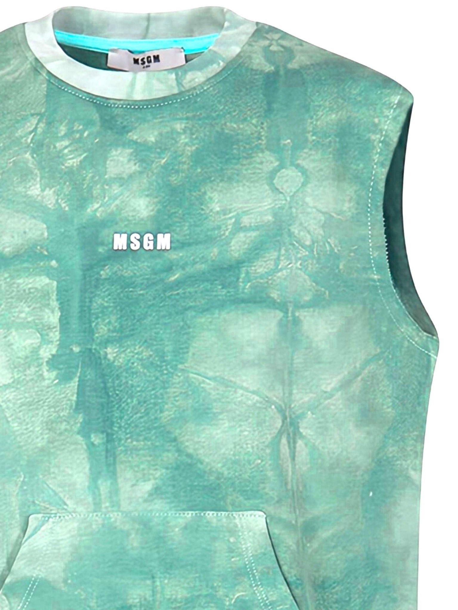 Top per bambina MSGM Kids verde con fantasia tie dye - Rubino Kids