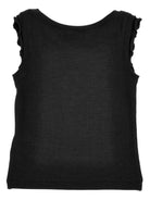 Top per bambina Philosophy di Lorenzo Serafini Kids nera con logo ricamato sul davanti - Rubino Kids