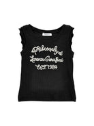 Top per bambina Philosophy di Lorenzo Serafini Kids nera con logo ricamato sul davanti - Rubino Kids