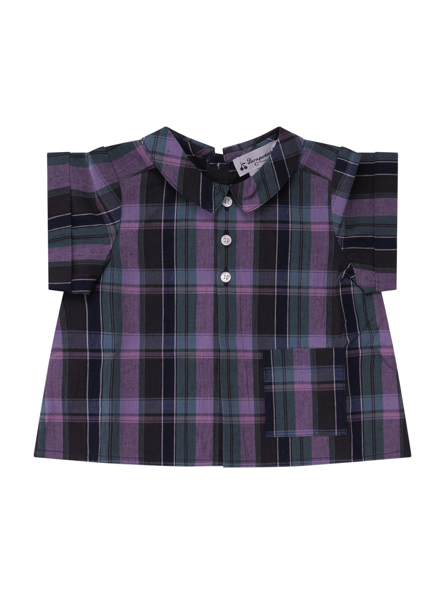 Top per neonata Bonpoint viola con motivo a quadri - Rubino Kids