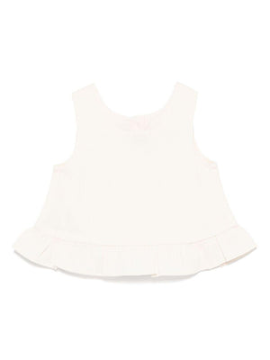Top per neonata Donsje Francise bianco con orlo increspato