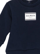 Top per neonato Balmain Kids blu scuro con stampa logo - Rubino Kids