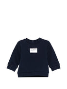 Top per neonato Balmain Kids blu scuro con stampa logo - Rubino Kids