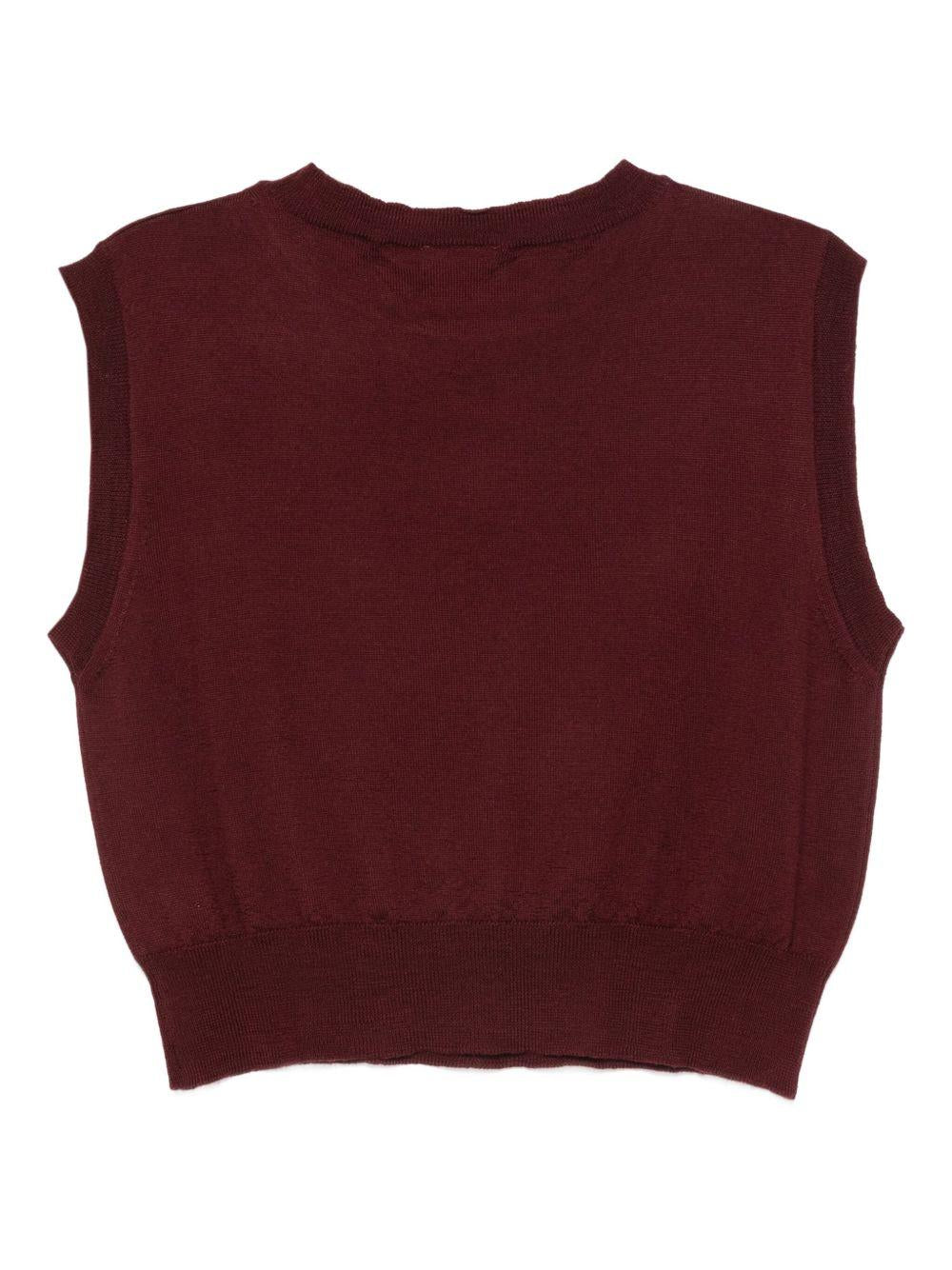 Top smanicato per donna Merci bordeaux con scollo rotondo - Rubino Kids