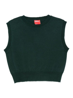 Top smanicato per donna Merci verde con scollo rotondo