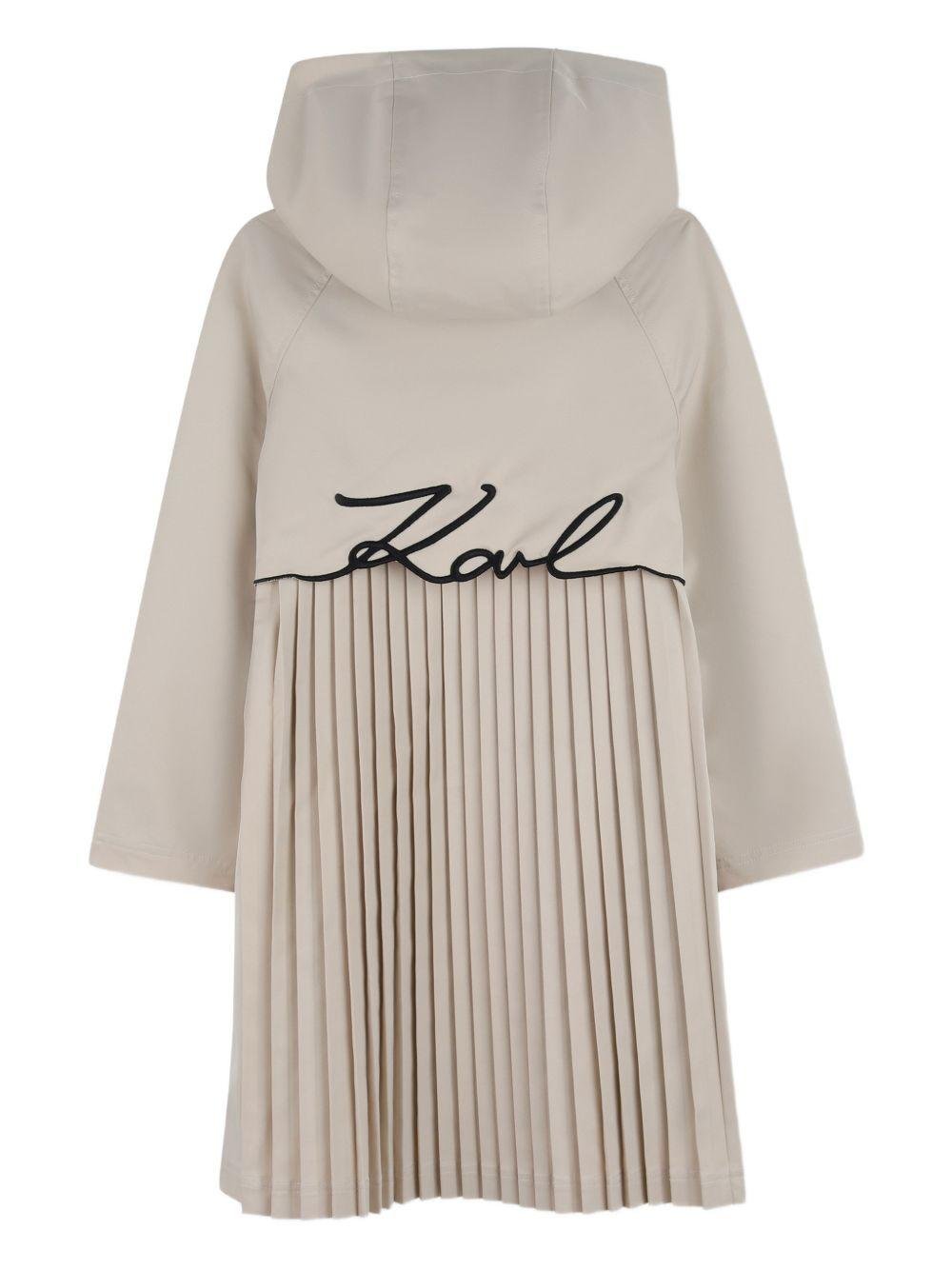 Trench per bambina Karl Lagerfeld Kids beige con cappuccio - Rubino Kids